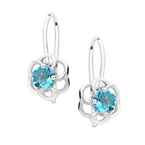 Cercei argint floare cu piatra bleu si tortite DiAmanti Z1621JR_AQ-DIA (Argint 925‰ 1,2 g.)